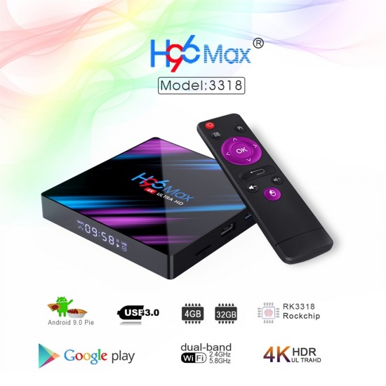 H96max Android 9.0 4k + abonnement iptv 12 mois